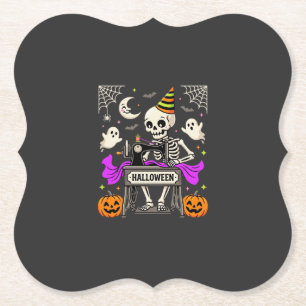 Dessous-de-verre En Papier Couture de squelette d'Halloween Fantôme Citrouill