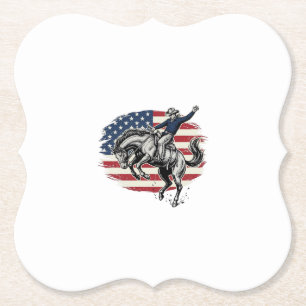 Dessous-de-verre En Papier Cowboy de Rodéo Vintage Patriotique Cavalier de Ch