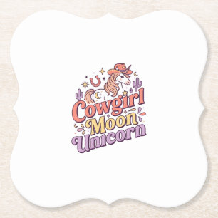 Dessous-de-verre En Papier Cowgirl Licorne Lune Licorne Marchandise Fantaisis