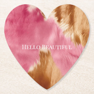 Dessous-de-verre En Papier Cowgirl Western Pink Brown Cream Cowhide