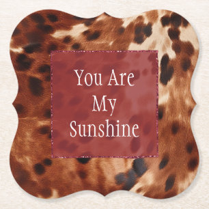 Dessous-de-verre En Papier Crème de l'Ouest tacheté Brown Noir de cowhide