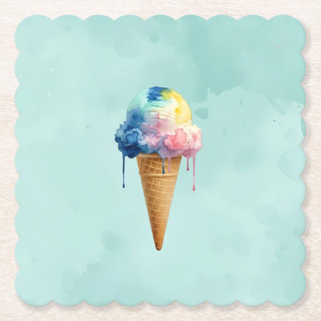 Dessous-de-verre En Papier Crème Glacée (Devant)