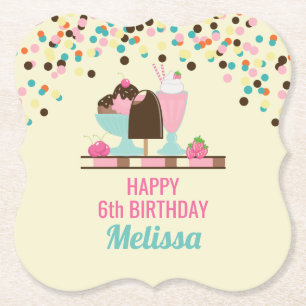 Dessous-de-verre En Papier Crème glacée Sundae Summery Traitements Anniversai