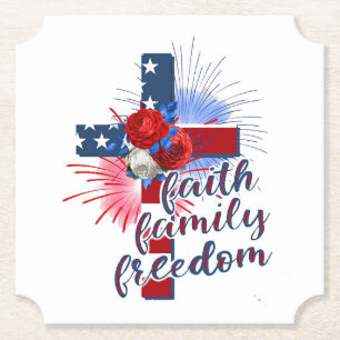 Dessous-de-verre En Papier Croix du drapeau américain