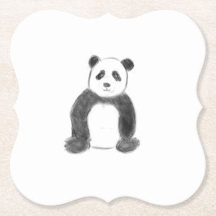 Dessous-de-verre En Papier Croquis de panda en noir et blanc