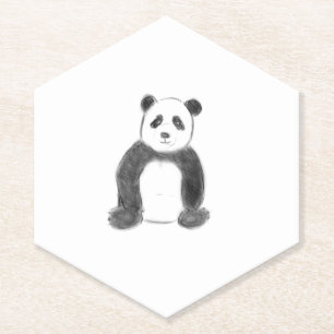 Dessous-de-verre En Papier Croquis de panda en noir et blanc