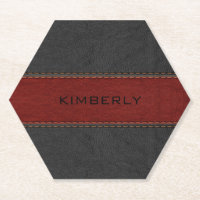 Cuir à couture noir et rouge