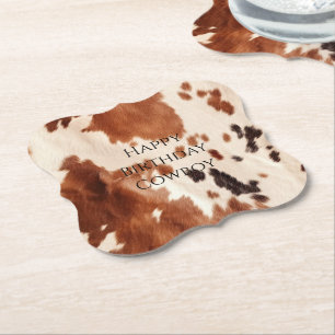 Dessous-de-verre En Papier Cuir de vache sud-ouest crème marron