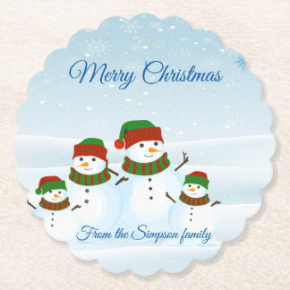Dessous-de-verre En Papier Cuisine,Famille Snowman,Hiver