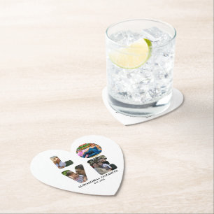 Dessous-de-verre En Papier Custom modern love 4 photo collage pour couples