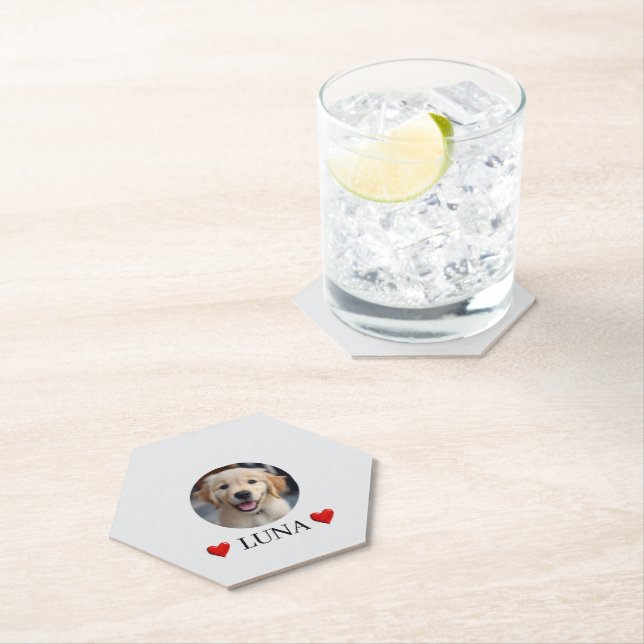 Dessous-de-verre En Papier Customized My Dog with Photo & Name Paper Coaster (En situation)