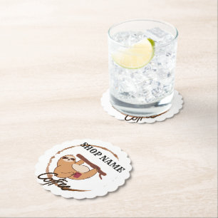 Dessous-de-verre En Papier Cute animaux paresseux café Thé personnalisé Nom d