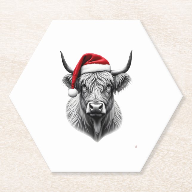 Dessous-de-verre En Papier Cute Baby Highland Cow Christmas Santa Gifts Xmas  (Devant)