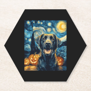 Dessous-de-verre En Papier Cute Black Labrador Chien Halloween Jack-o'-lanter