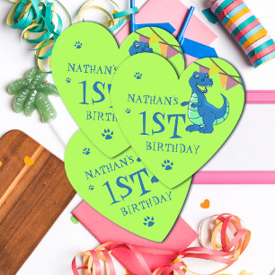 Dessous-de-verre En Papier Cute Blue Green Paw Dinosaur Thème Anniversaire