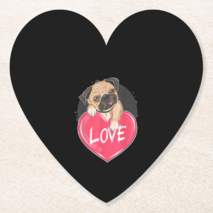 Dessous-de-verre En Papier Cute Carlin Coeurs de chien Carlin Cadeau de Saint