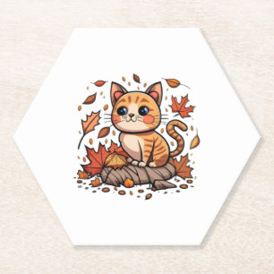 Dessous-de-verre En Papier Cute Chat En Automne