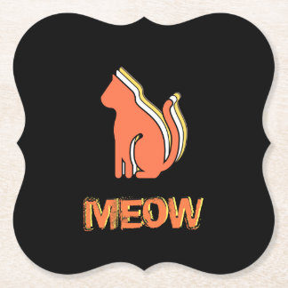 Dessous-de-verre En Papier Cute Chat, Orange & Animal Jaune, Pop Art Abstrait