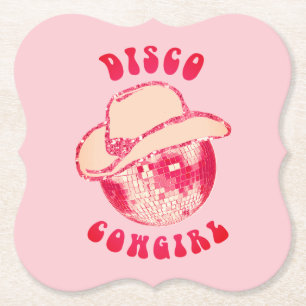 Dessous-de-verre En Papier Cute Girl Rose Disco Parties scintillant de cowgir