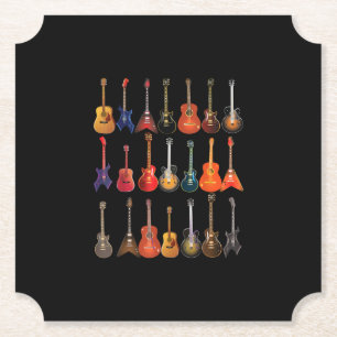 Dessous-de-verre En Papier Cute Guitar Rock and Roll Musical Instruments