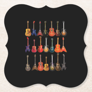Dessous-de-verre En Papier Cute Guitar Rock and Roll Musical Instruments