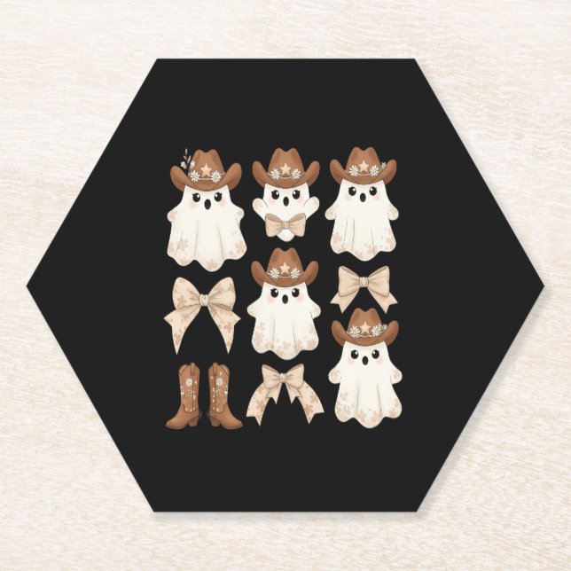 Dessous-de-verre En Papier Cute Halloween Cowboy Ghost (Devant)