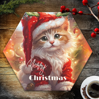 Dessous-de-verre En Papier Cute Kitten coloré Noël