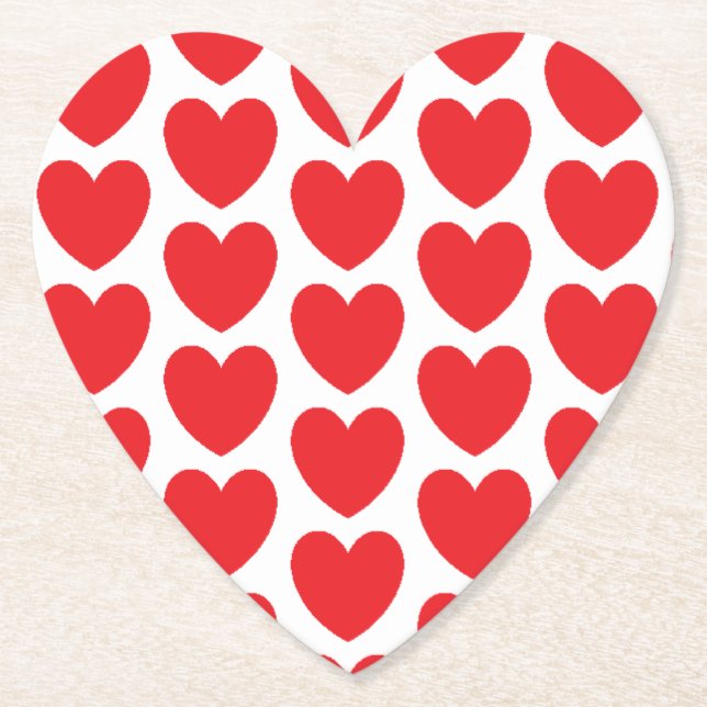 Dessous-de-verre En Papier Cute Red Hearts Motif Cust. DESSOUS DE VERRE cardi (Devant)