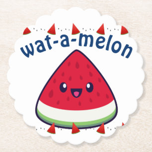 Dessous-de-verre En Papier Cute Smiling Kawaii Watermelon