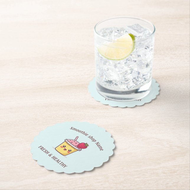 Dessous-de-verre En Papier Cute Tropical Fruit Smoothies Fruit Kitchen shop (En situation)