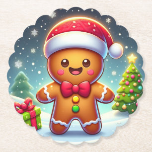 Dessous-de-verre En Papier Cute Whimsical Noël/homme en pain d'épices d'hiver