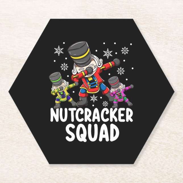 Dessous-de-verre En Papier Dabbing Nutcracker Cousin Squad drôle Matching (Devant)