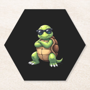 Dessous-de-verre En Papier Dabbing Sea Turtle Amoureux des animaux Sauvez Les