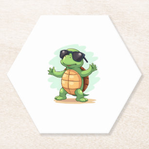 Dessous-de-verre En Papier Dabbing Sea Turtle Amoureux des animaux Sauvez Les