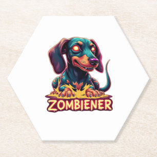 Dessous-de-verre En Papier Dachshund Doxie Wiener Saucage Zombie Chien Hallow