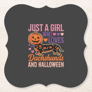 Dessous-de-verre En Papier Dachshund drôle d'Halloween Citrouille Amateur de