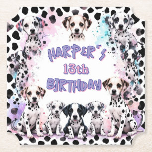 Dessous-de-verre En Papier Dalmatien chiot aquarelle violet pastel pour anniv