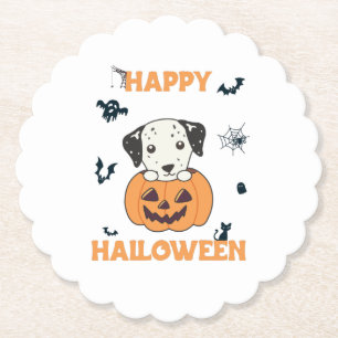 Dessous-de-verre En Papier Dalmatien En Chiens Doux Citrouille Joyeux Hallowe