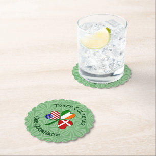 Dessous-de-verre En Papier Danemark Irlande États-Unis Trèfle Drapeau Personn