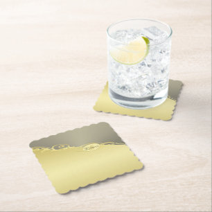 Dessous-de-verre En Papier Décor de luxe sur or & argent, Monogramme