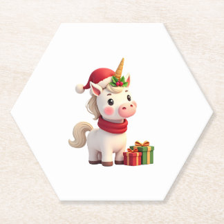 Dessous-de-verre En Papier Décoration de Noël Licorne Santa Licorne T-shirt d