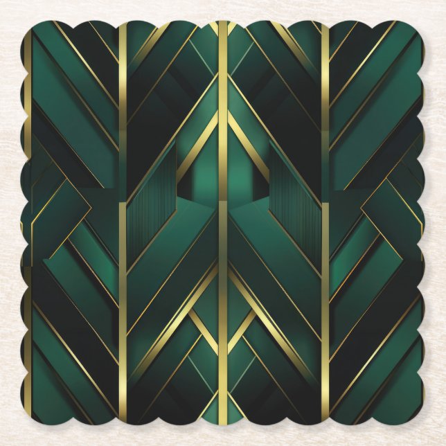 Dessous-de-verre En Papier Décoration Verte (Devant)