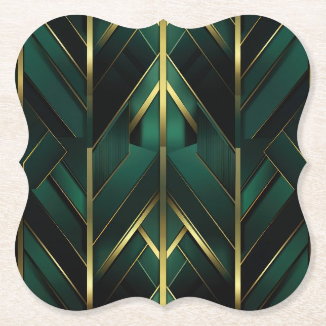 Dessous-de-verre En Papier Décoration Verte (Devant)
