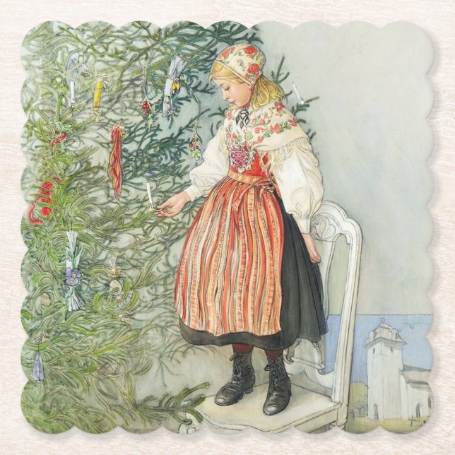 Dessous-de-verre En Papier Décorer l'arbre de Noël - Carl Larsson (Devant)