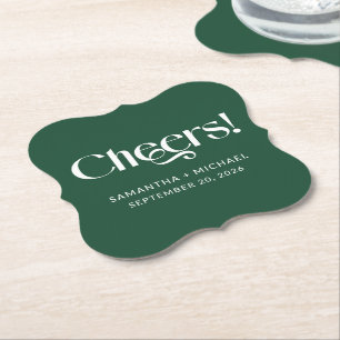 Dessous-de-verre En Papier Deep Pine Décoratif Serif Mariage Félicitations