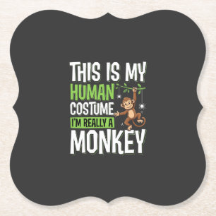 Dessous-de-verre En Papier Déguisement de singe drôle vecteur Halloween