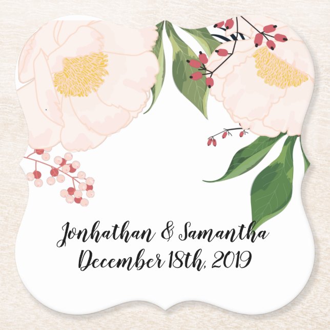 Dessous-de-verre En Papier Dégustez des grillades blanches Fleurs florales su (Devant)