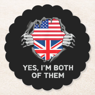 Dessous-de-verre En Papier Demi-Américain Moitié Anglais USA Angleterre Drape