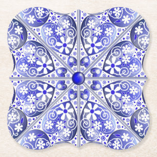 Dessous-de-verre En Papier Dentelle en céramique Bleu de Grèce