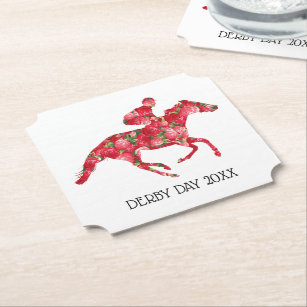 Dessous-de-verre En Papier Derby Party Racehorse et Roses